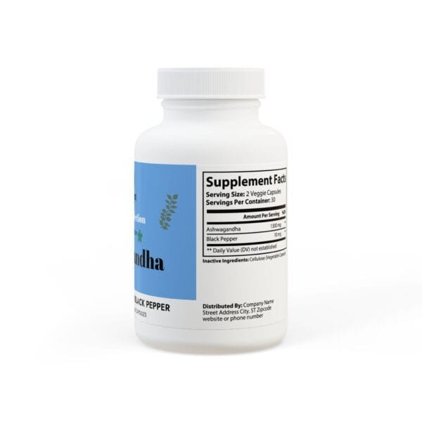 Ashwagandha and Black Pepper Supplement (60 capsules) - Image 3