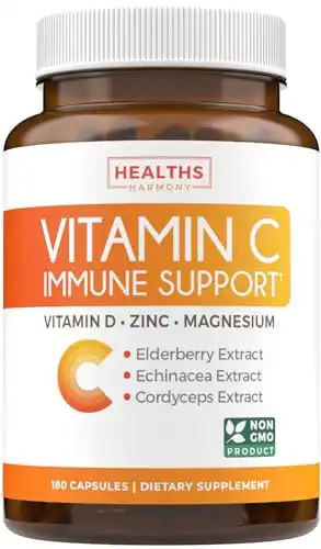 Vitamin C Immune Support Supplement - Immunity Boost Blend with Elderberry Vitamin C and Zinc for Daily & Seasonal Support - Immunity Supplement with Magnesium Zinc Vitamin C and D (3 Months Suppl...