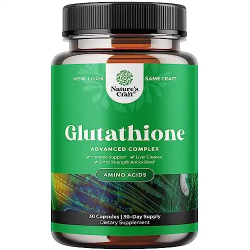 Glutathione Amino Acid Nutritional Supplement - Pure Glutathione Supplements for Liver Support - L Glutathione Pills with Glutamic Acid and Milk Thistle Seed Extract for Skin Care and Immune Support