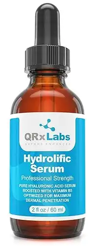 QRxLabs Hydrolific Serum - Hyaluronic Acid Serum Boosted with Vitamin B5 Formulated for Dermal Penetration & Hydration - Skin Moisturizing Serum - Hyaluronic Acid Serum for Face - Hydrating Serum