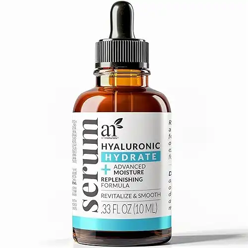 ArtNaturals Hyaluronic Acid Serum (0.33 Fl Oz / 10ml) - Anti- Aging Facial Serum, Natural Moisturizer w/Vitamin C Serum & Vitamin E - for Skin Care - Reduce Wrinkles