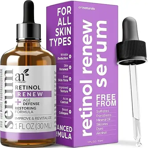 ArtNaturals Retinol Serum for Face - with Vitamin C, 2.5% Retinol Oil & Hyaluronic-Acid - Skin Clearing - Anti-Aging, Anti-Wrinkle Eye Serum - Skin Repair, Night Therapy (1 Fl Oz / 30ml) (ANGA-012...